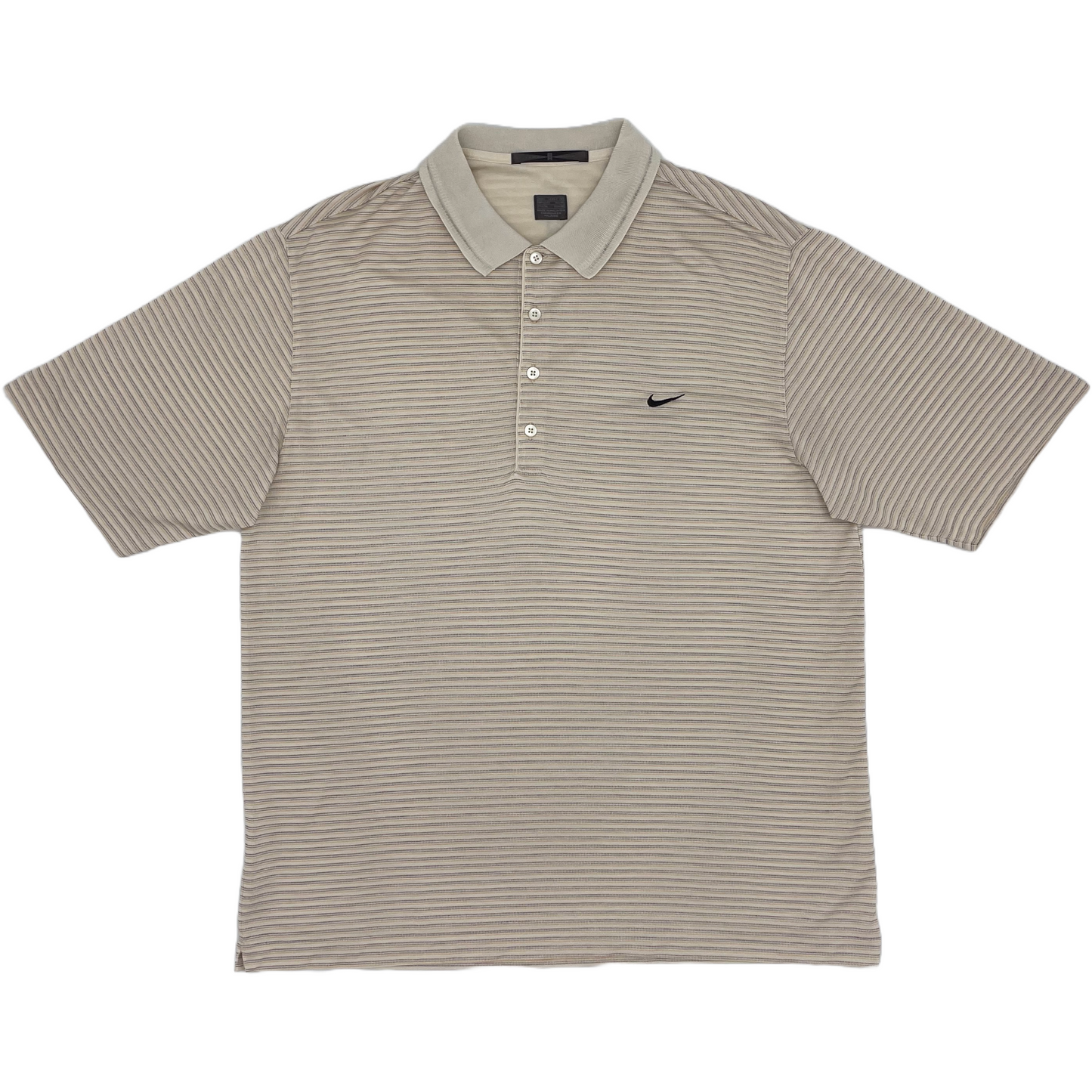 Nike Tiger Woods White/Yellow Striped Polo-Shirt (L)
