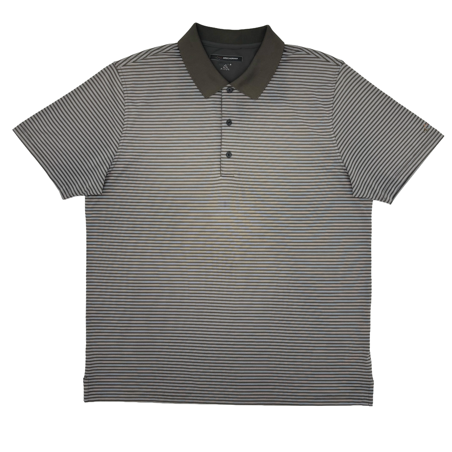 Greg Norman Black/White Striped Polo-Shirt (XL)