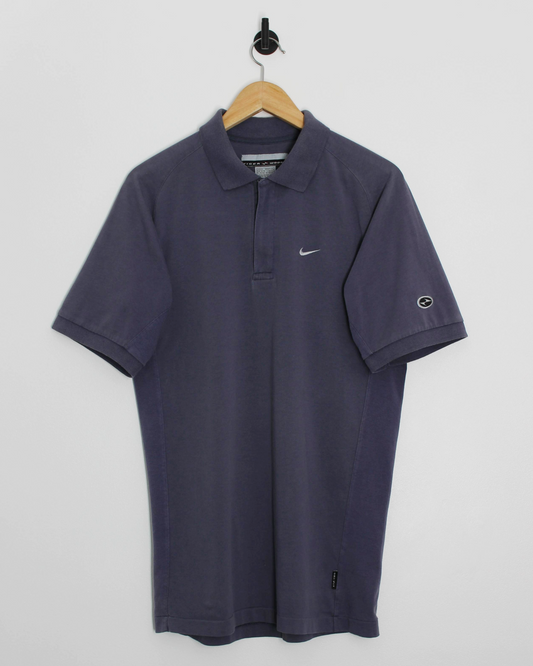 90s Nike Yin Yang Slate Blue Zipped Polo-Shirt (M)