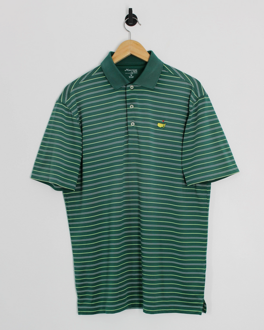 Modern Masters Tech Dark Green Striped Polo-Shirt (M)