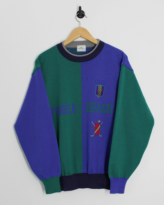 90s Pebble Beach Blue/Green Wool Jumper (M)