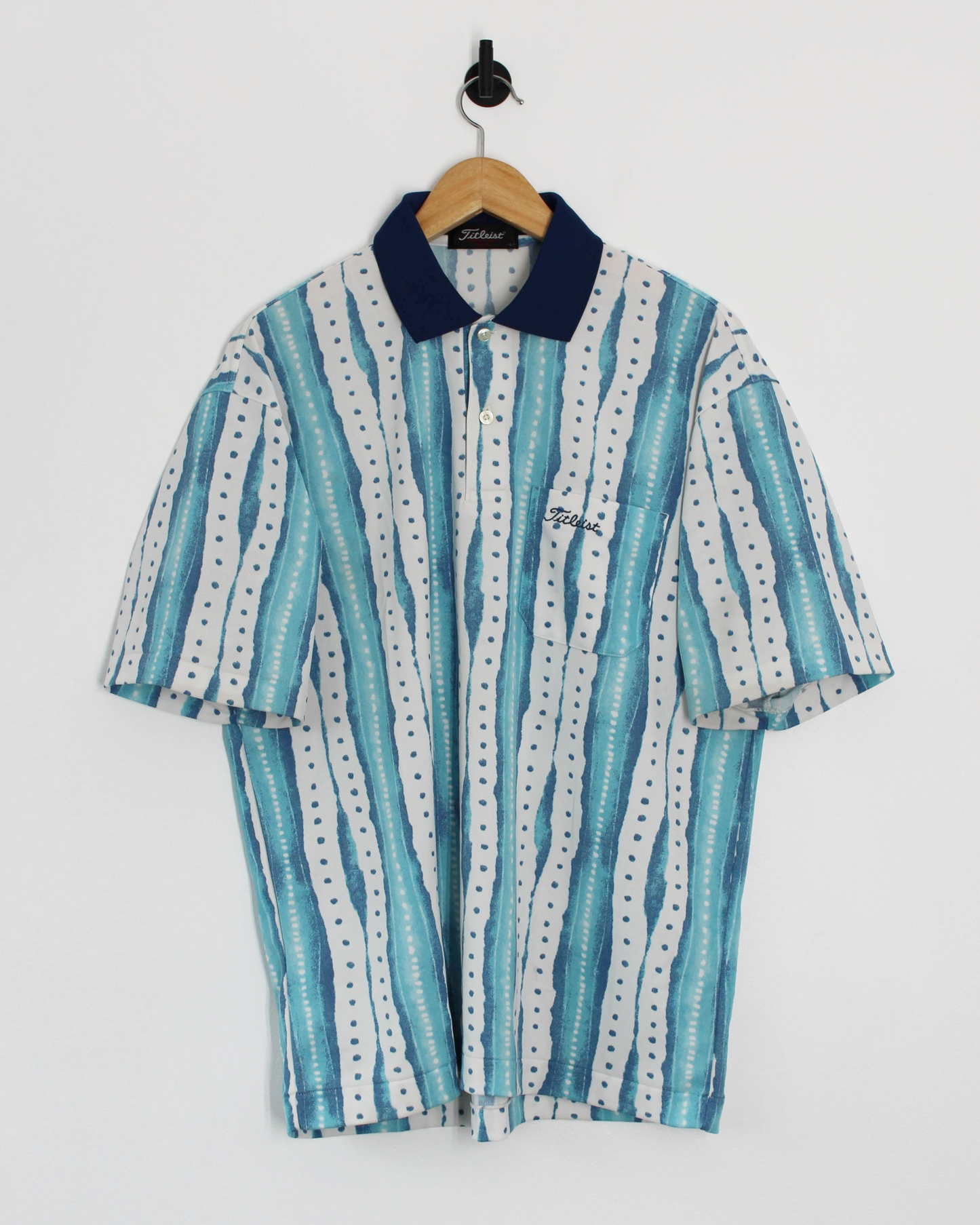 90s Titleist Blue/White Abstract Polo-Shirt (L)