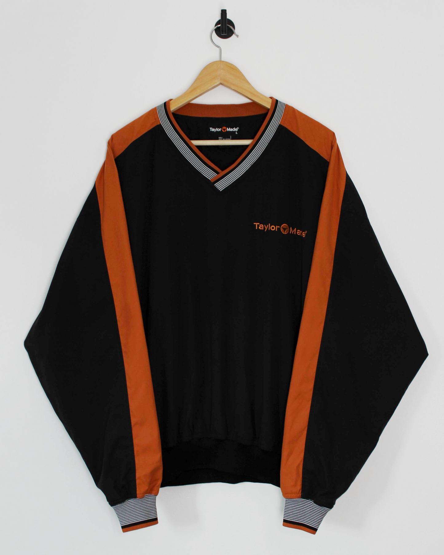 90s TaylorMade Black/Orange V-Neck Windbreaker (L)