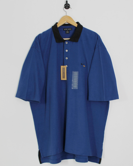 90s Nike Swoosh 18 Blue Polo-Shirt with Tags (XXL)