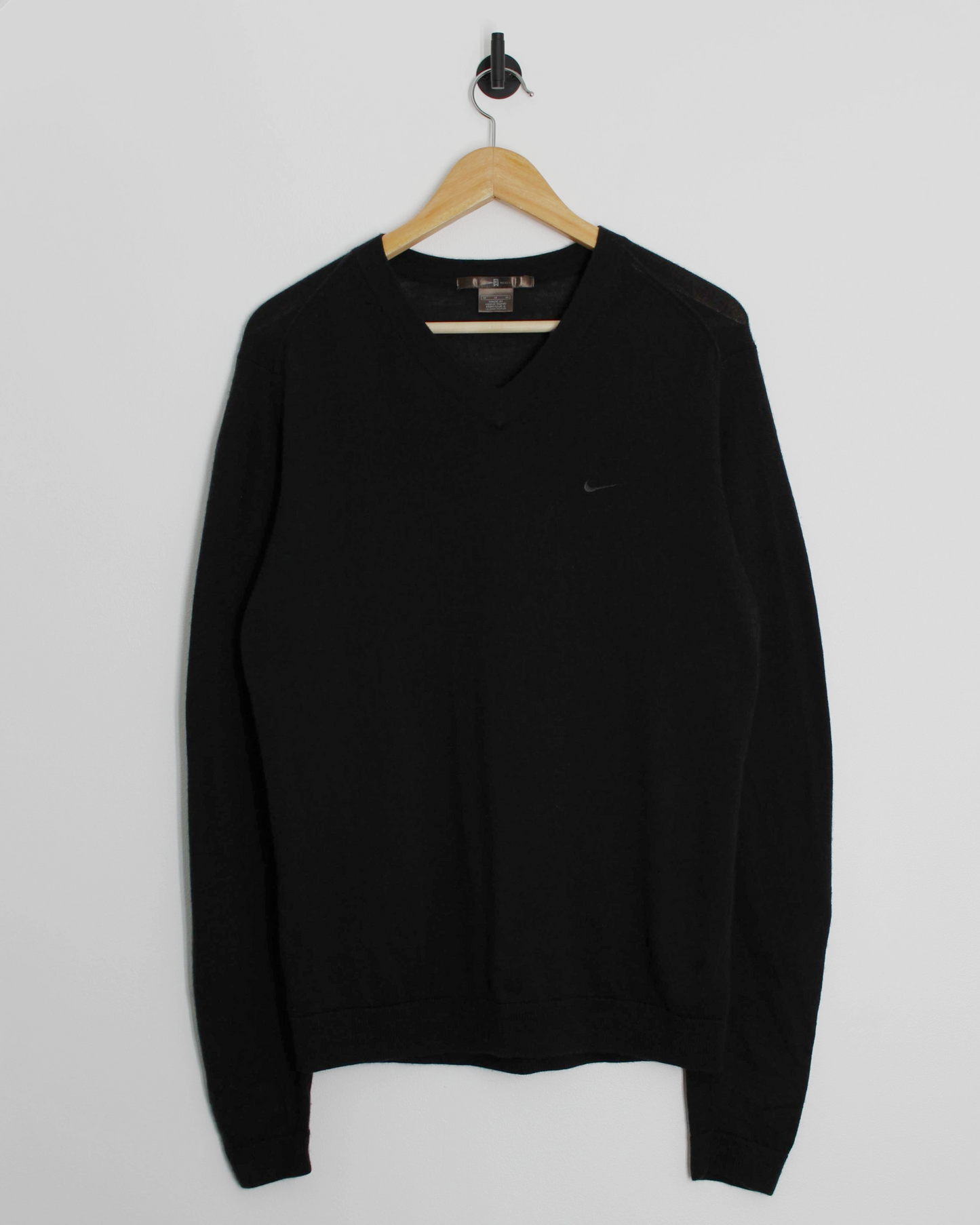 00s Nike Tiger Woods Dark Grey V-Neck Wool Jumper (M)