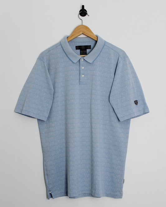 00s Nike Light Blue Chequered Polo-Shirt (L)
