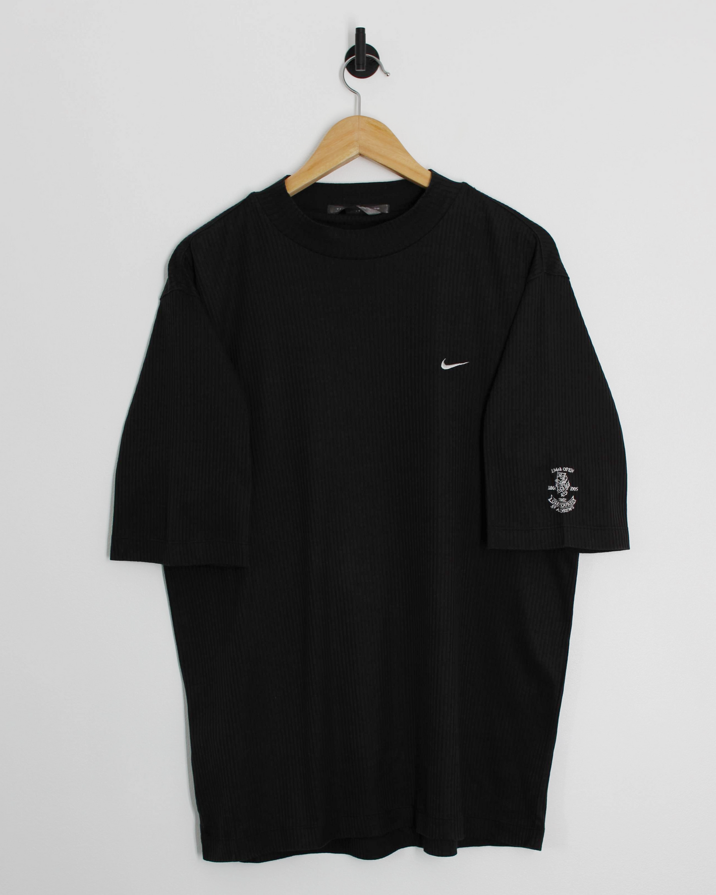 2005 Open Championship Tiger Woods Black Mock Neck Golf Shirt (M)