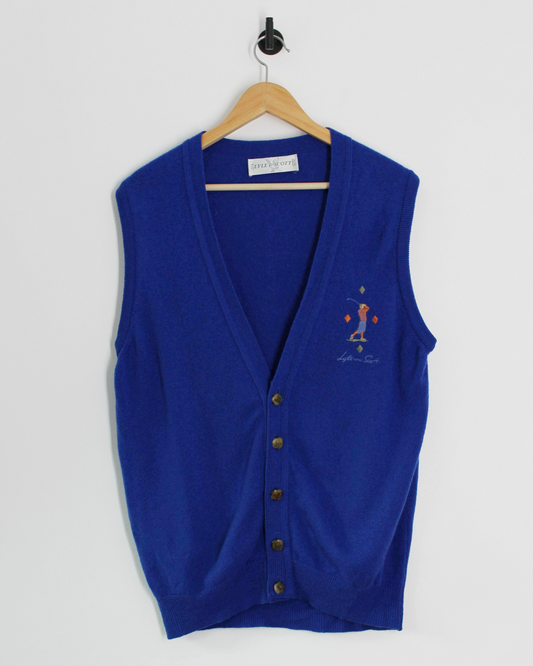 90s Lyle & Scott Blue Buttoned Wool Vest (L)