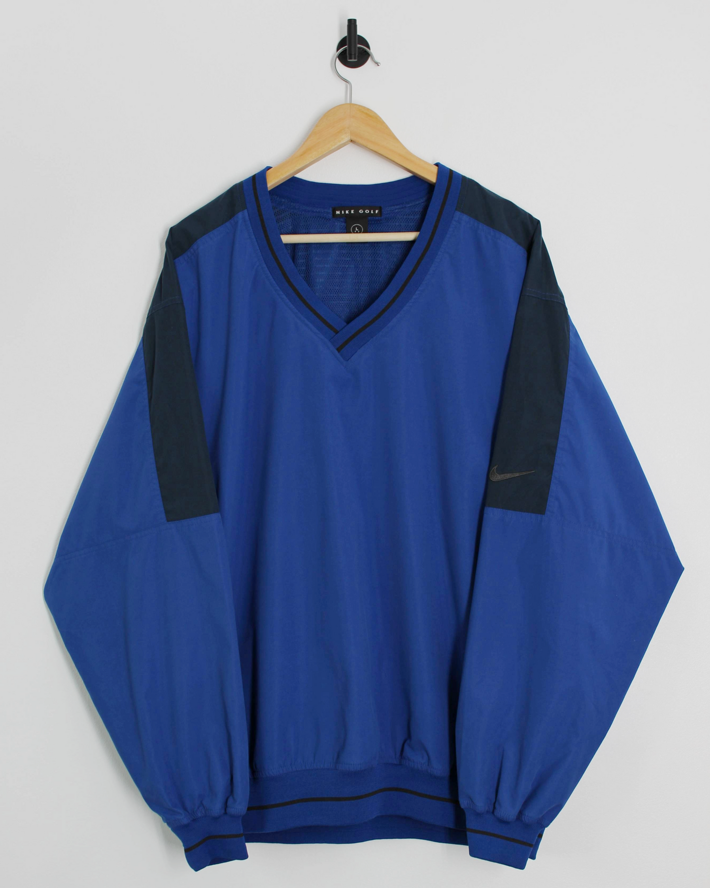 90s Nike Blue/Black V-Neck Windbreaker (L)