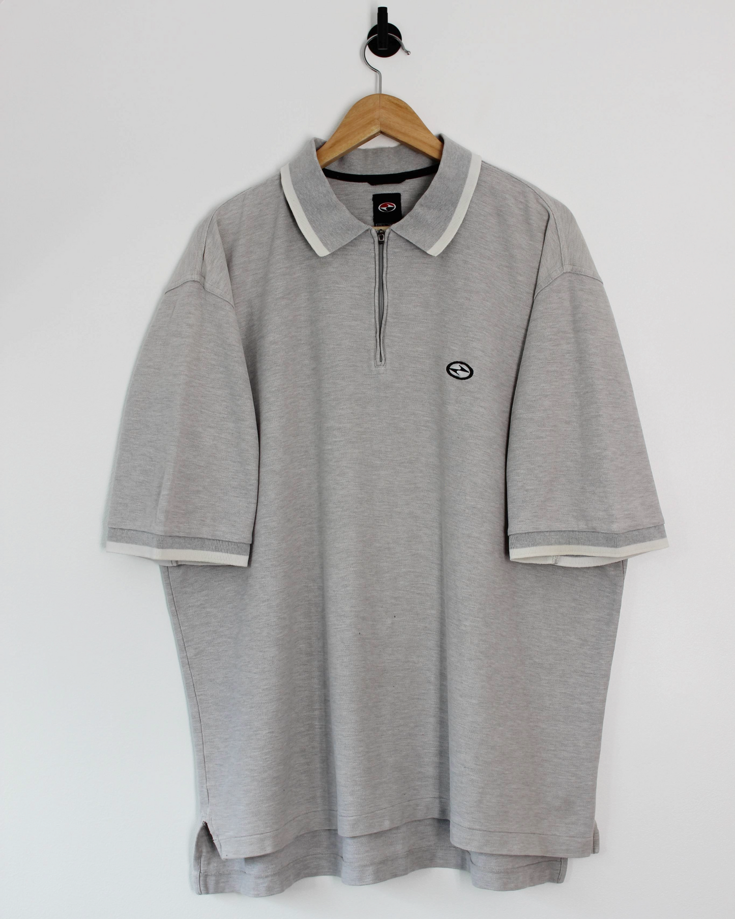 90s Nike Tiger Woods Yin Yang Grey Zipped Polo-Shirt (XL/XXL)