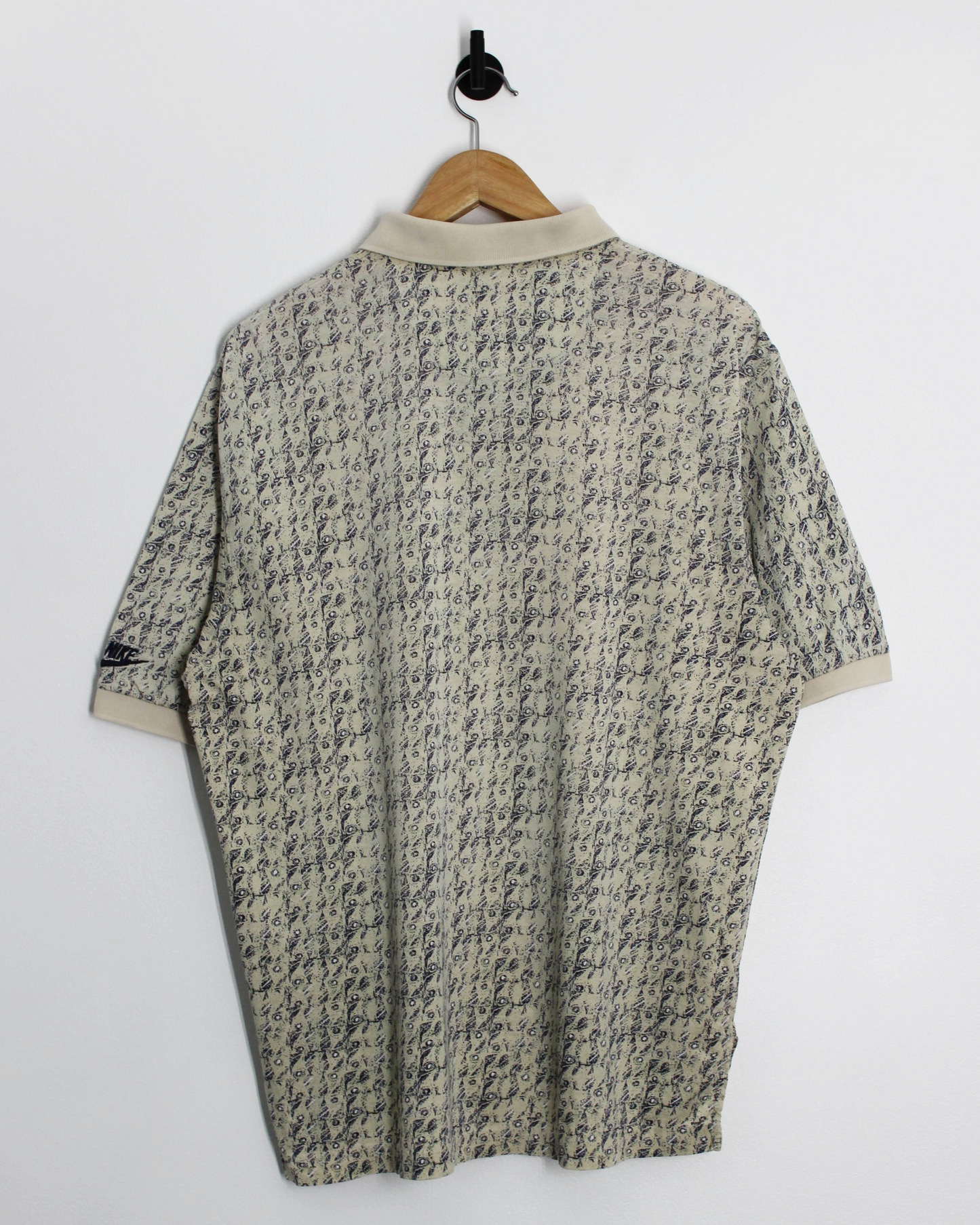 90s Nike Golf Abstract Beige/Blue Polo-Shirt (M)