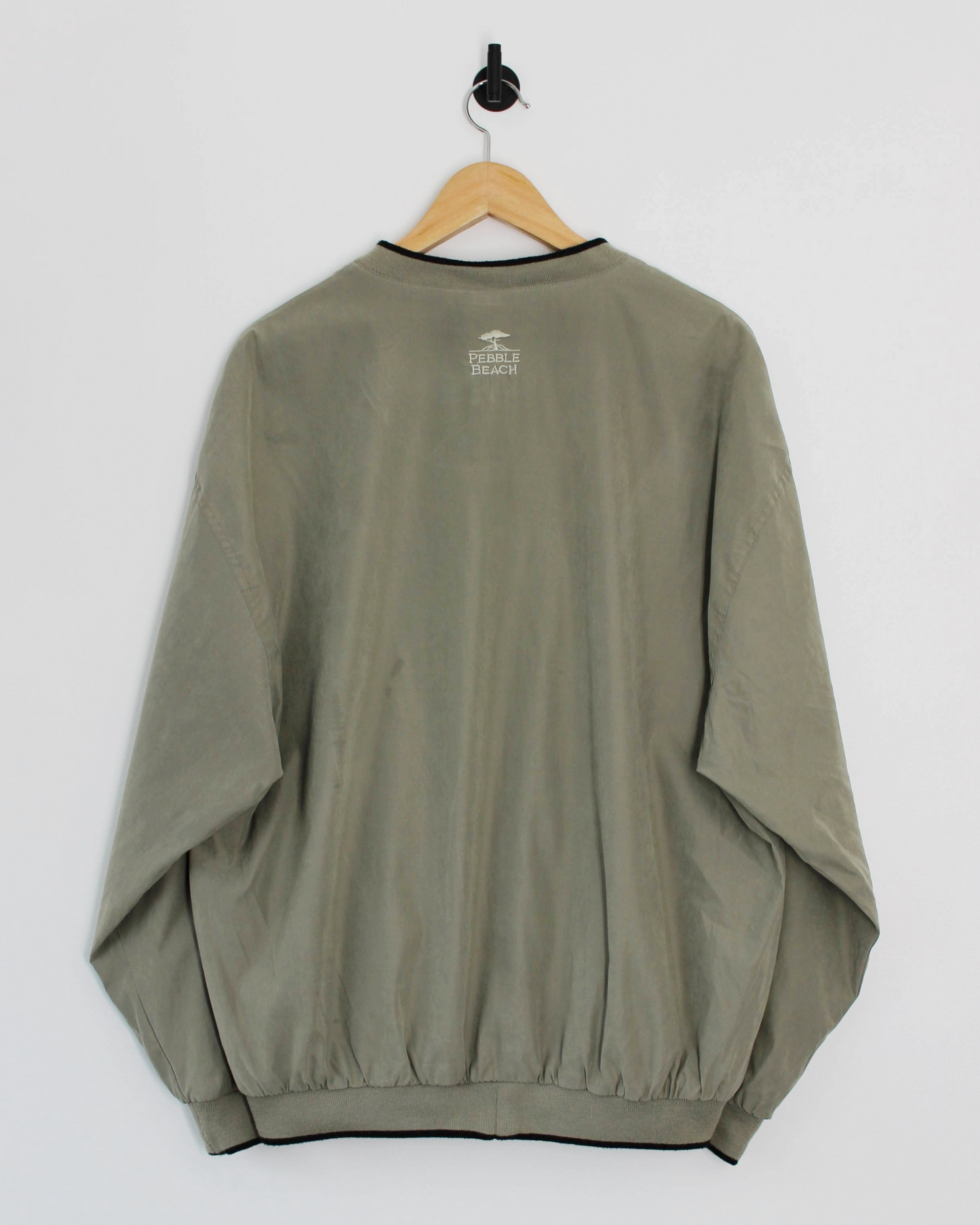 90s Pebble Beach Khaki Green V-Neck Windbreaker (M)
