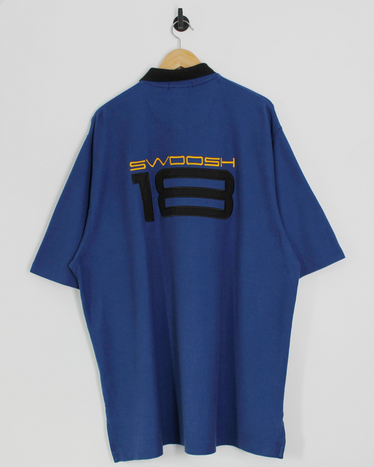 90s Nike Swoosh 18 Blue Polo-Shirt with Tags (XXL)