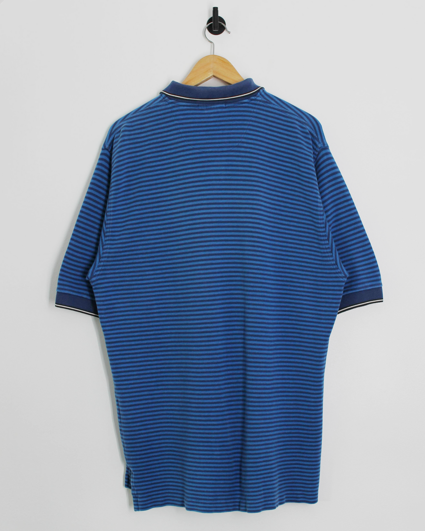 90s Nike Swoosh 18 Blue Striped Polo-Shirt (XL)