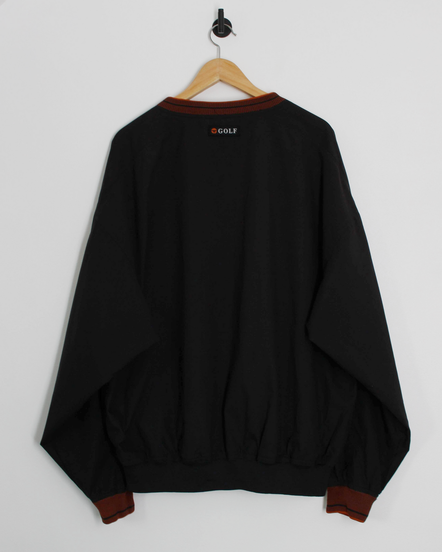 90s TaylorMade Black/Orange V-Neck Windbreaker (XL)