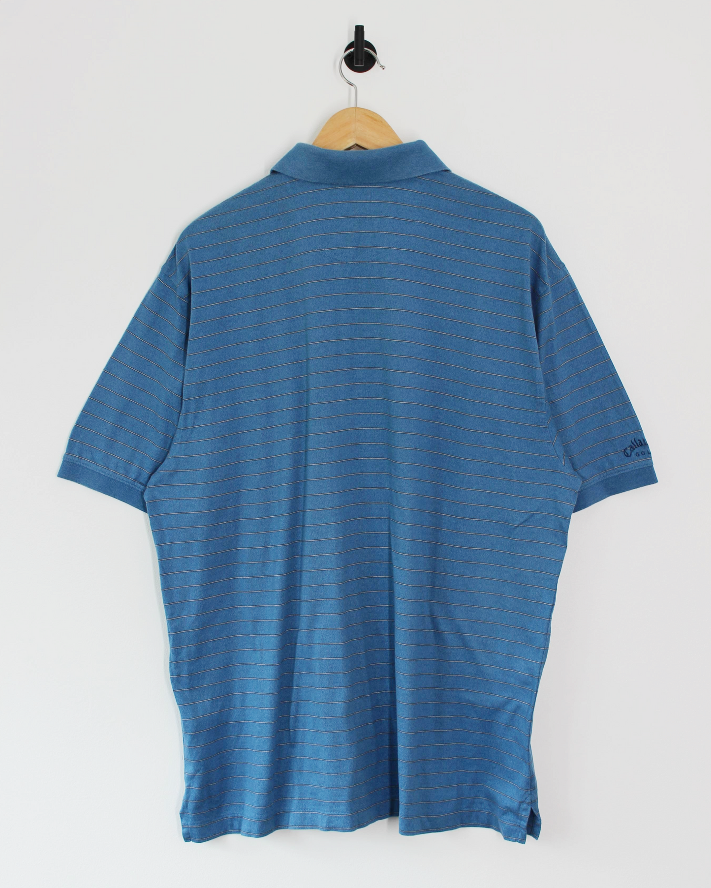 00s Callaway Blue Striped Polo-Shirt (L)