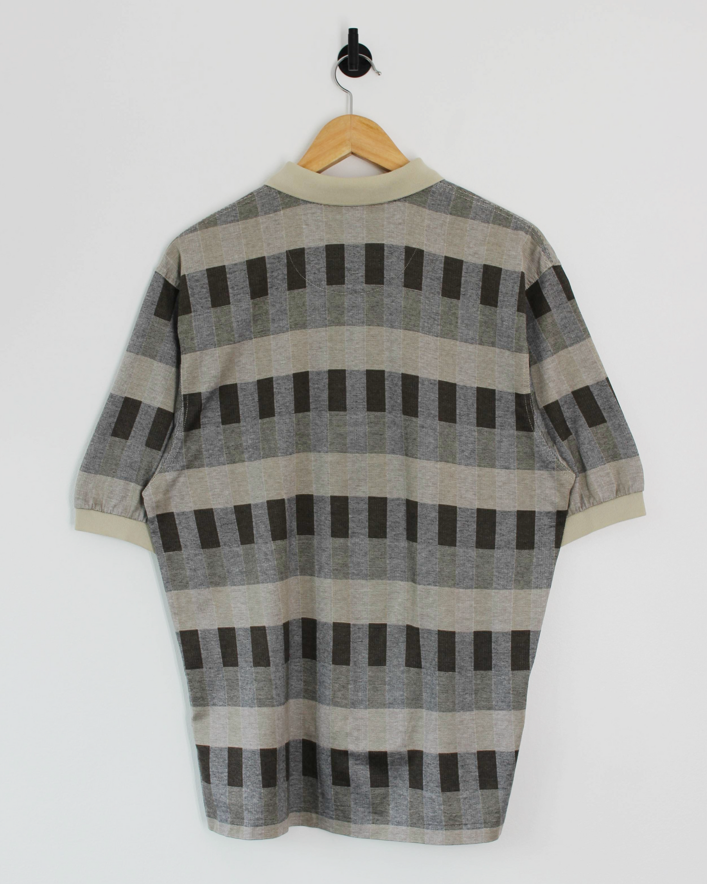 90s Nike Abstract Chequered Beige/Brown Polo-Shirt (S)