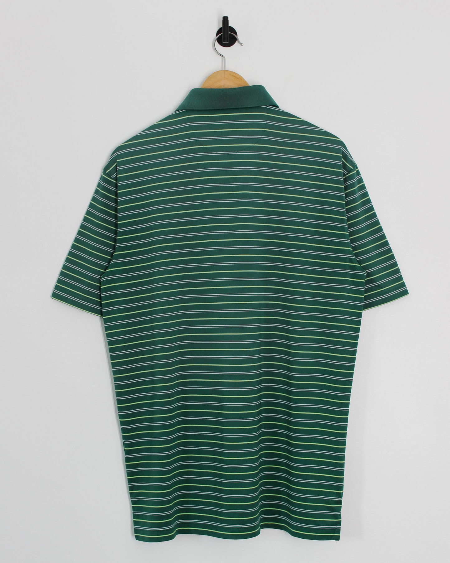 Modern Masters Tech Dark Green Striped Polo-Shirt (M)
