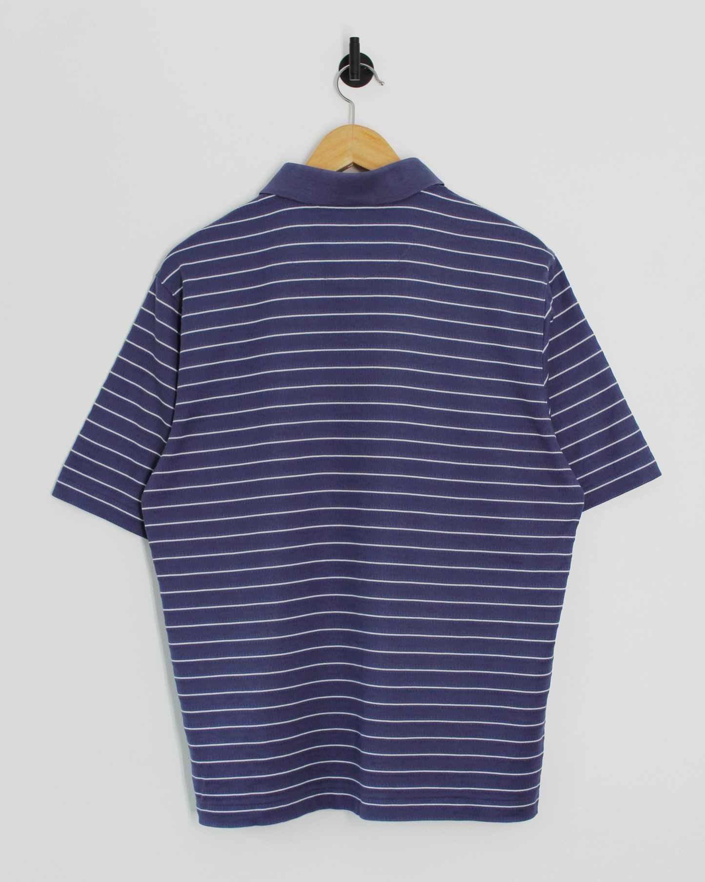 00s Nike Tiger Woods Blue/White Striped Polo-Shirt (M)