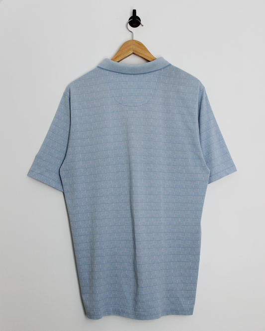 00s Nike Light Blue Chequered Polo-Shirt (L)