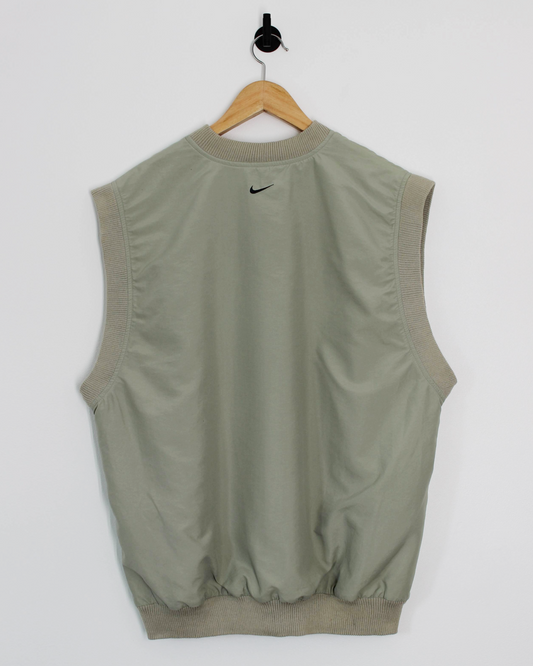 00s Nike Light Olive Green V-Neck Golf Vest (M)