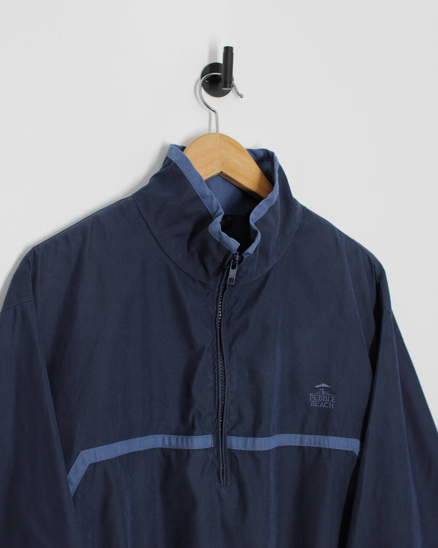 90s Pebble Beach Navy/Blue Quarter Zip Windbreaker (M)