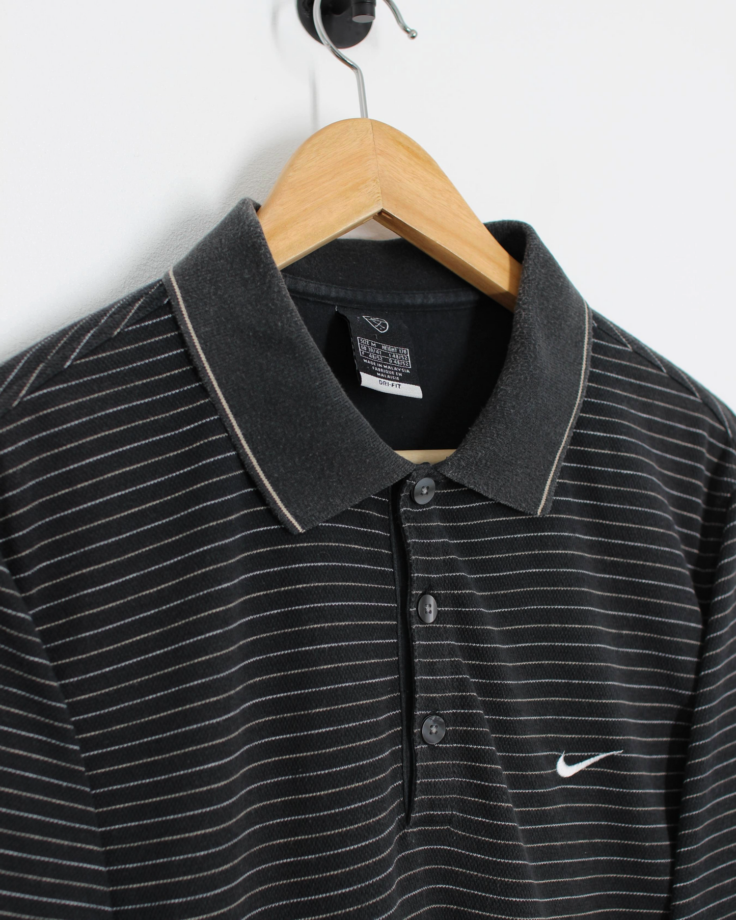 00s Nike Striped Polo-Shirt (M)