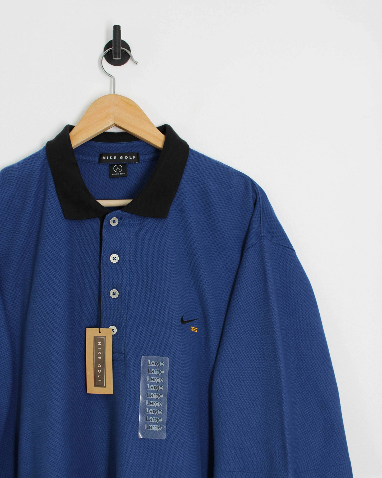 90s Nike Swoosh 18 Blue Polo-Shirt with Tags (XXL)