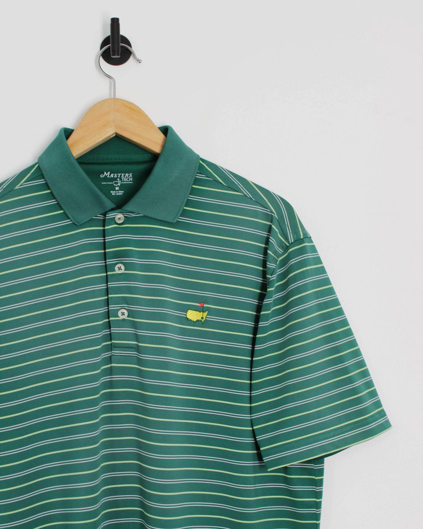 Modern Masters Tech Dark Green Striped Polo-Shirt (M)