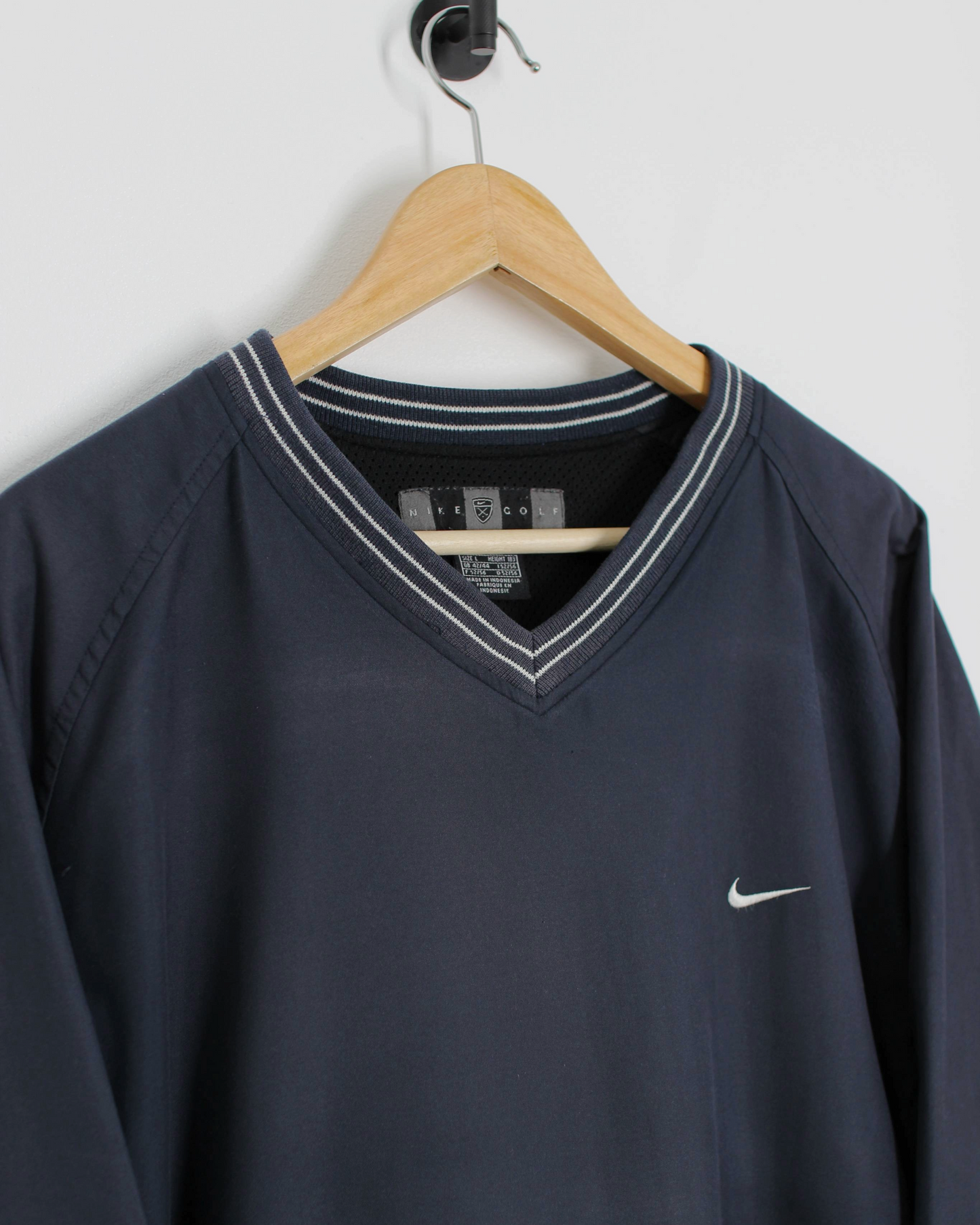 00s Nike Shield Logo Navy V-Neck Windbreaker (L)