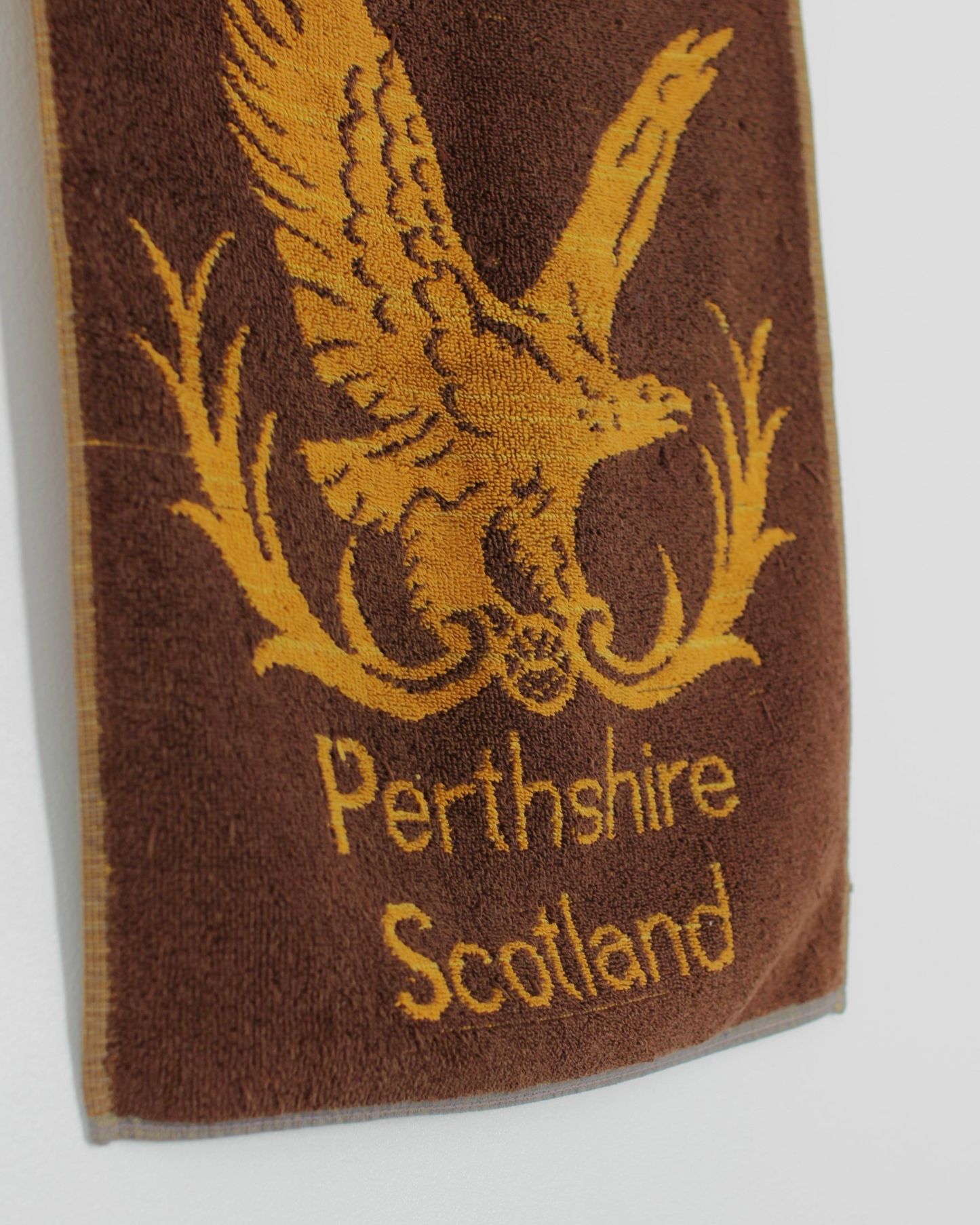 90s Gleneagles Brown/Orange Golf Towel with Clip