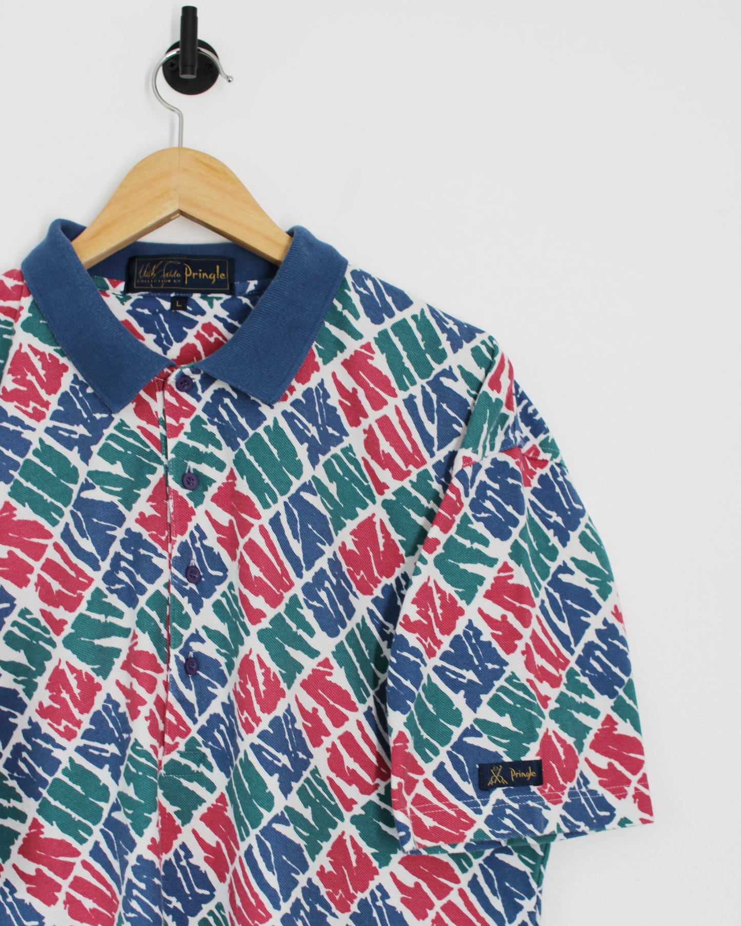 90s Pringle Nick Flado Collection Abstract Polo-Shirt (L)