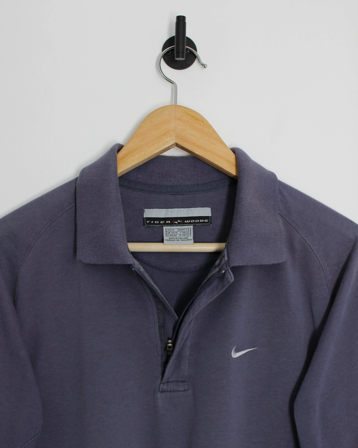 90s Nike Yin Yang Slate Blue Zipped Polo-Shirt (M)