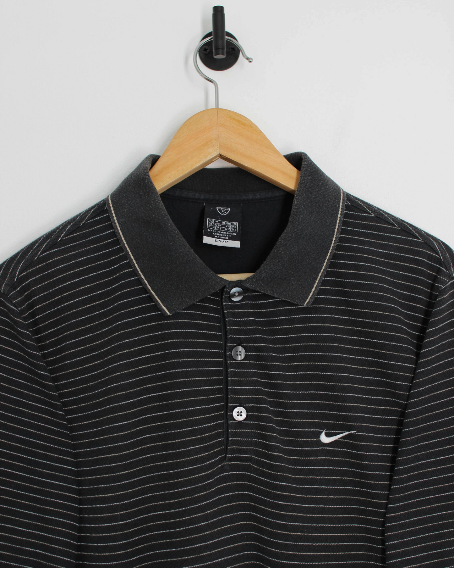 00s Nike Striped Polo-Shirt (M)