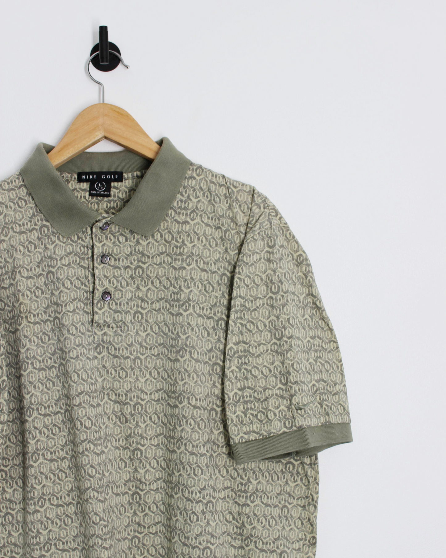 90s Nike Green Abstract Polo-Shirt (L)