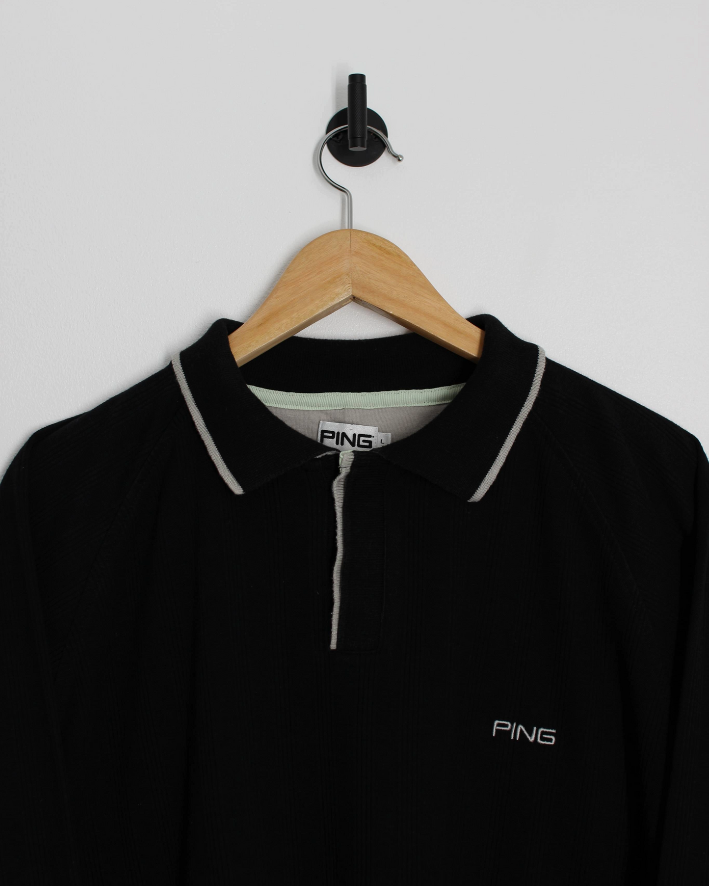00s Ping Long Sleeve Black Polo-Shirt (L)