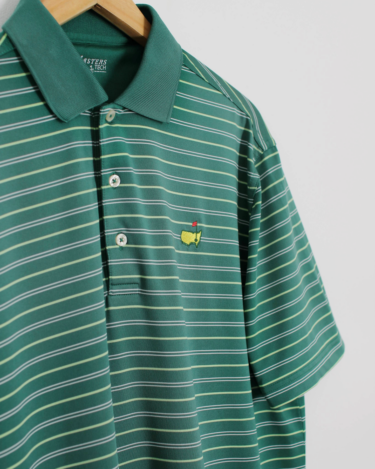 Modern Masters Tech Dark Green Striped Polo-Shirt (M)