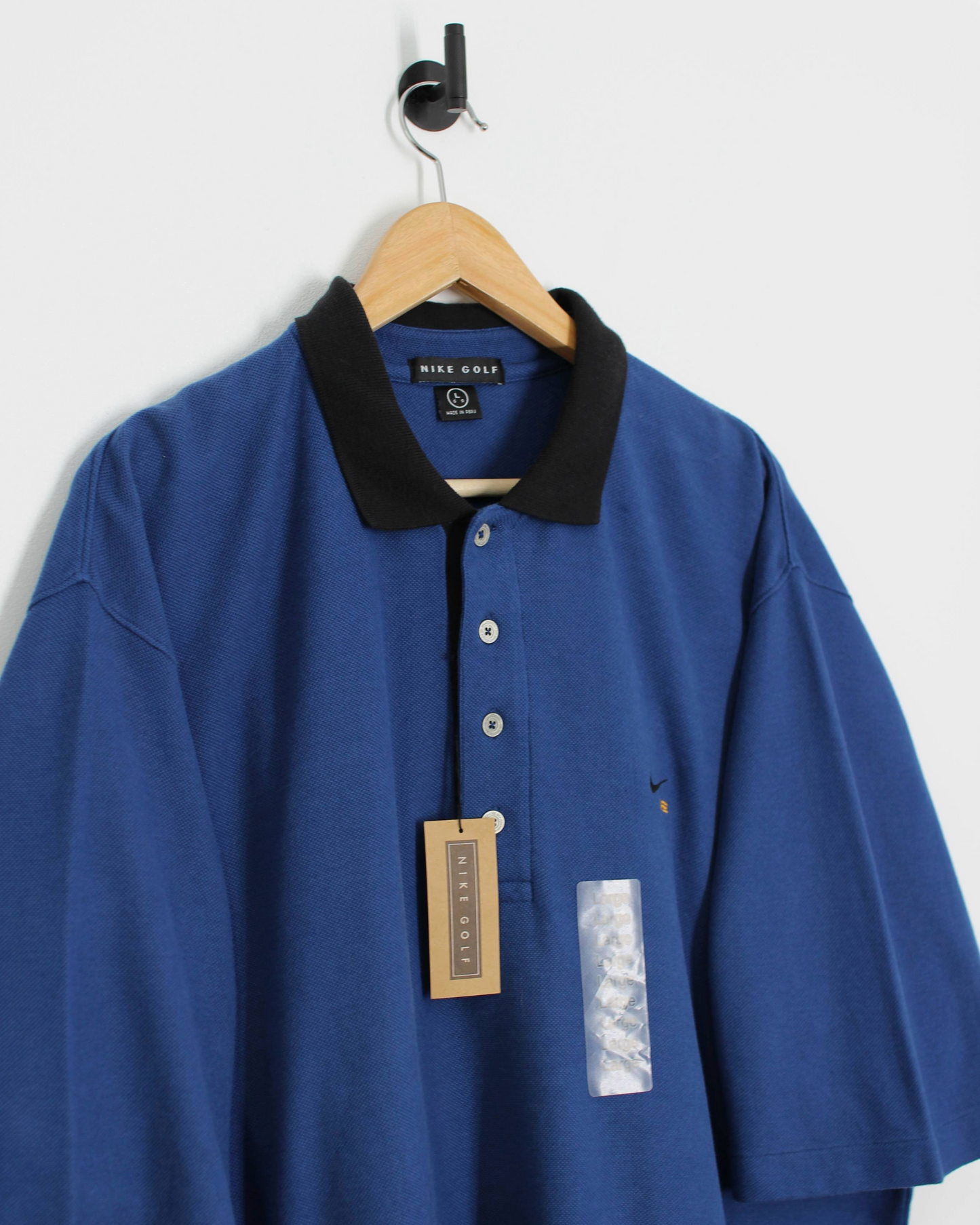 90s Nike Swoosh 18 Blue Polo-Shirt with Tags (XXL)