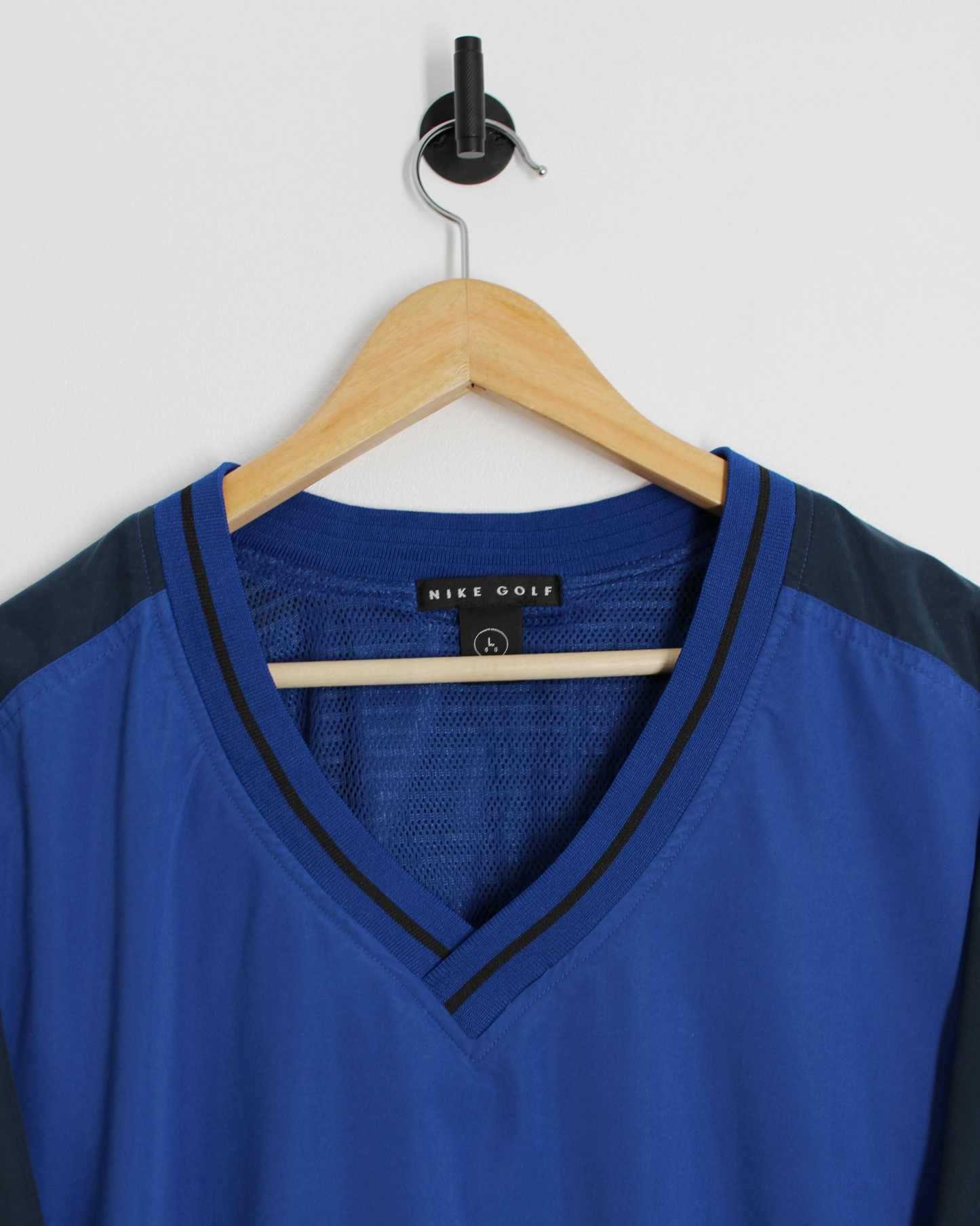 90s Nike Blue/Black V-Neck Windbreaker (L)