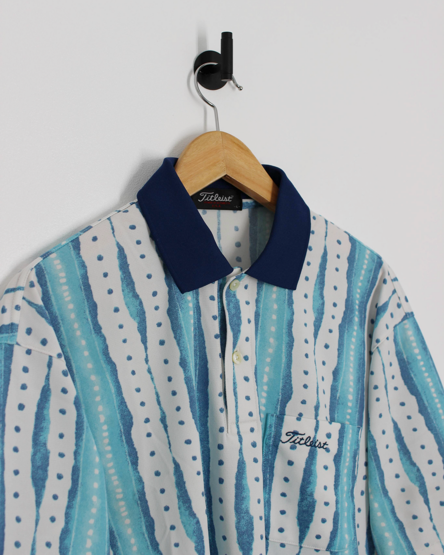 90s Titleist Blue/White Abstract Polo-Shirt (L)