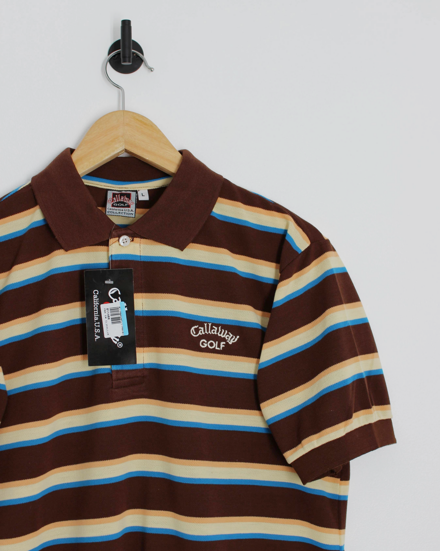 90s Callaway USA Collection Brown Striped Polo-Shirt with Tags (M)