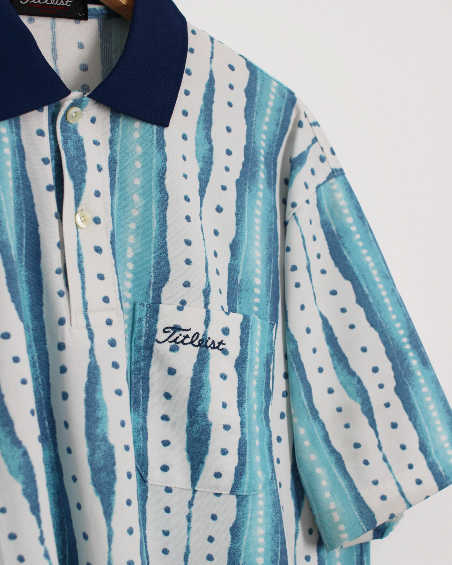 90s Titleist Blue/White Abstract Polo-Shirt (L)