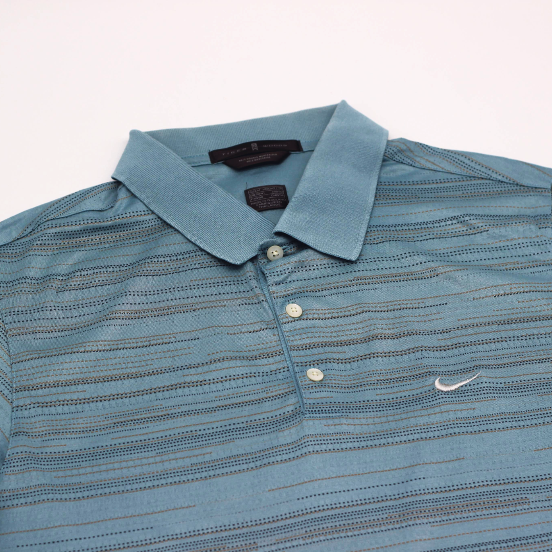 Nike Tiger Woods Striped Blue Polo-Shirt (M)