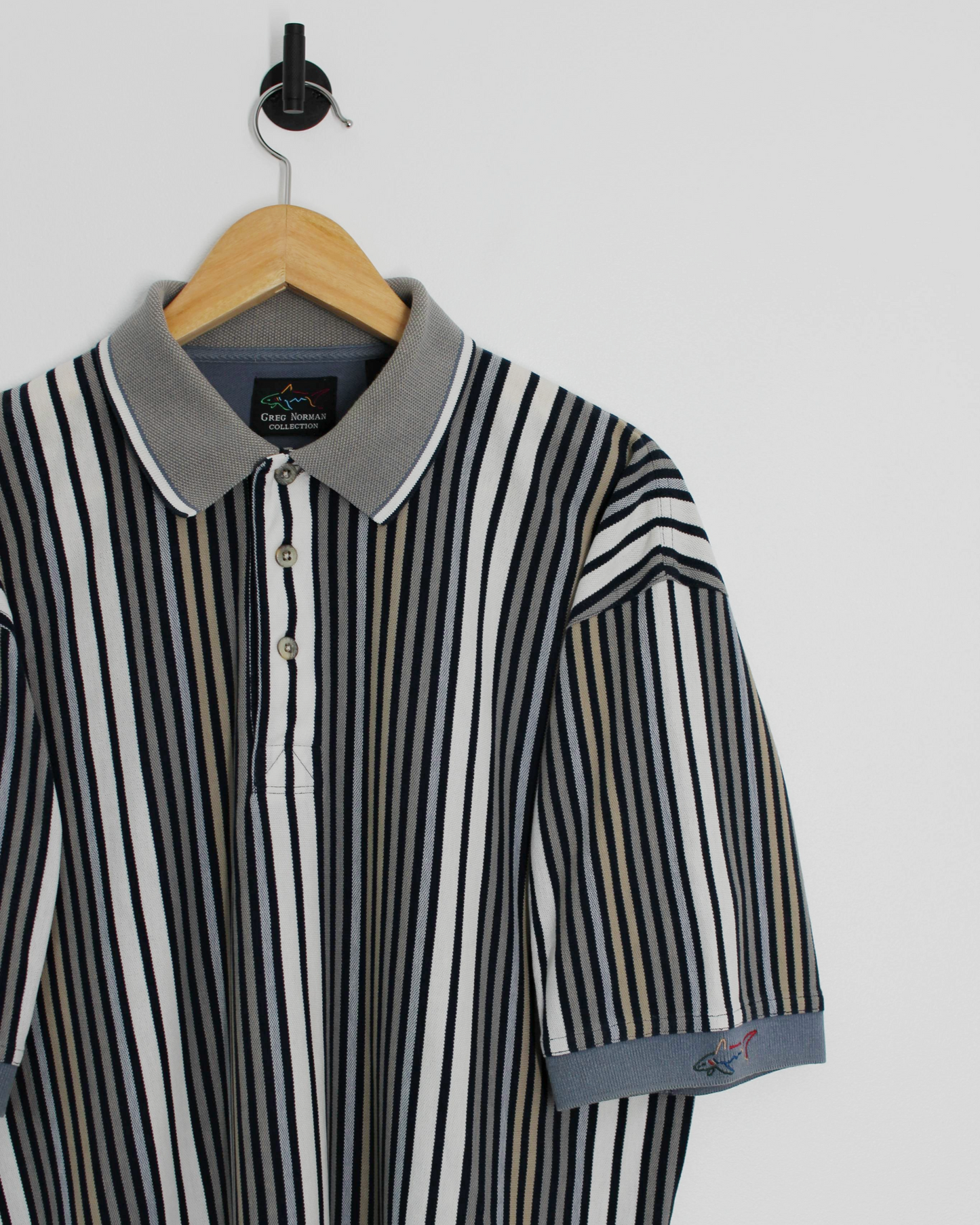 90s Greg Norman Abstract Striped Polo-Shirt (M)