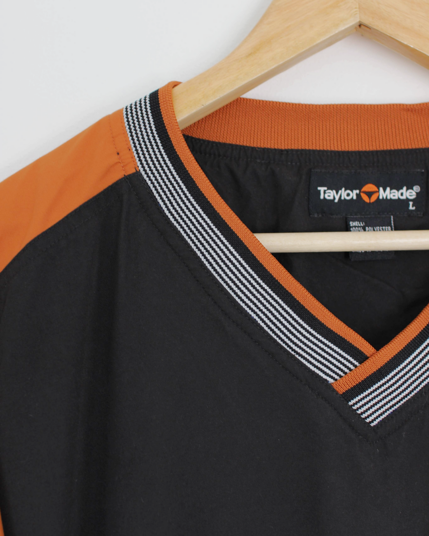 90s TaylorMade Black/Orange V-Neck Windbreaker (L)