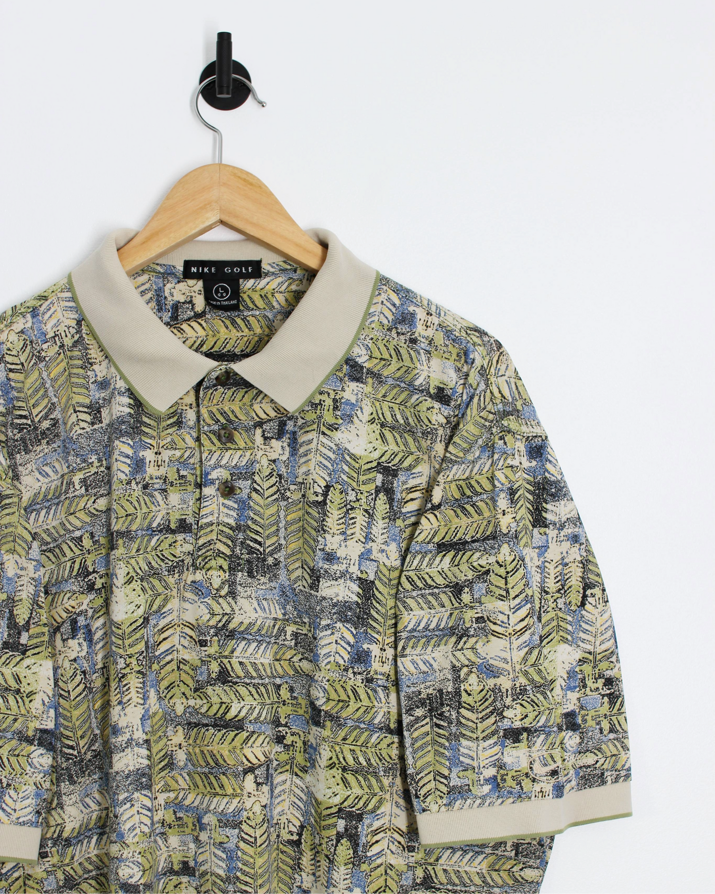 90s Nike Abstract Palm Leaf Polo-Shirt (L)