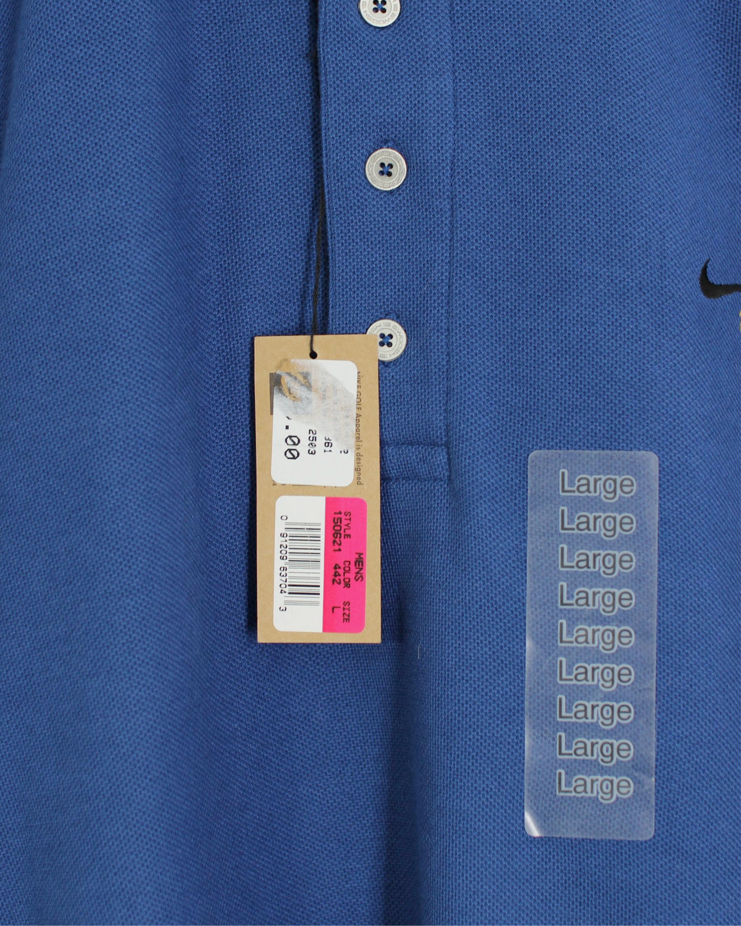 90s Nike Swoosh 18 Blue Polo-Shirt with Tags (XXL)