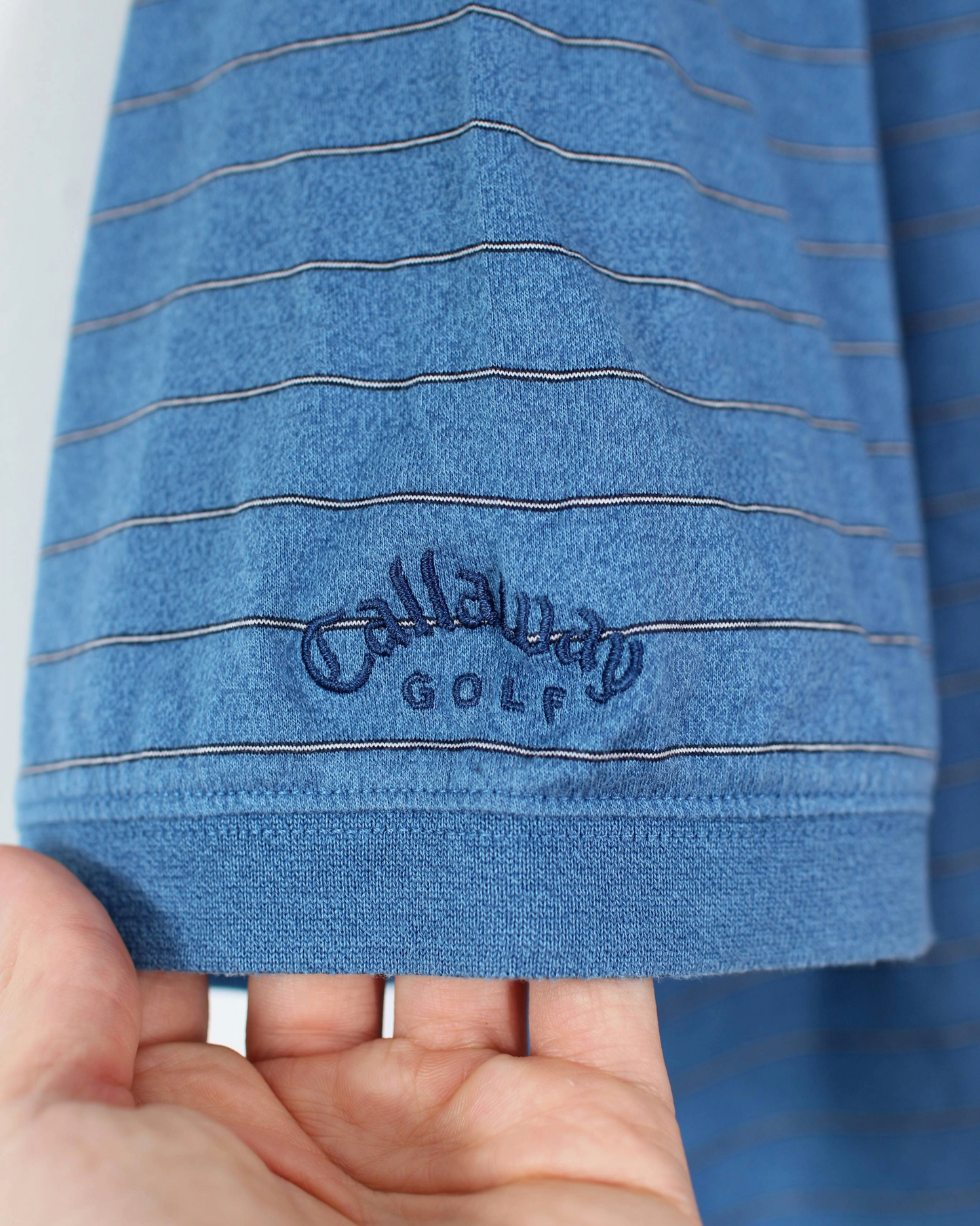 00s Callaway Blue Striped Polo-Shirt (L)