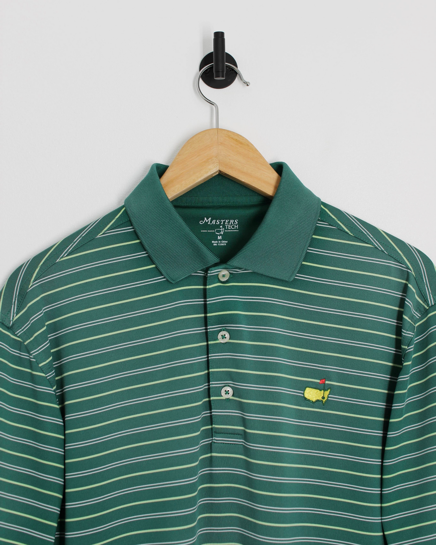 Modern Masters Tech Dark Green Striped Polo-Shirt (M)