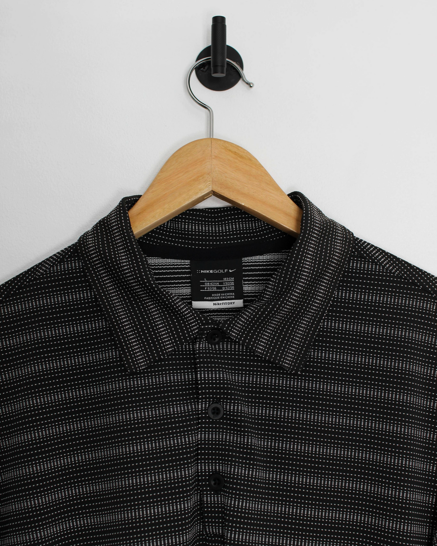 Modern Nike Black/White Striped Polo-Shirt (L)